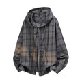 Unisex Plaid Long Sleeve Hooded Shirt Loose Sun | SAMAG