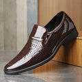 Men's Summer Breathable Leather Shoes Hollow out Comfortable Anti-Slip Formal Derby Shoes-2119-1