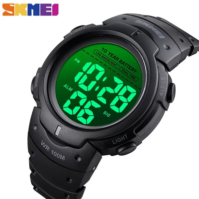 Sports Fitness Watches Mens Digital 100M Waterproof Wrist Watch 2 Time 10 Year Battery Alarm Clock 1560 | SAMAG