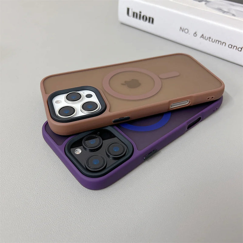 Luxury Magnetic for Magsafe Wireless Charge Case For iPhone 11 12 13 14 Plus 15 16 Pro Max Shockproof Matte Hot Selling Cover
