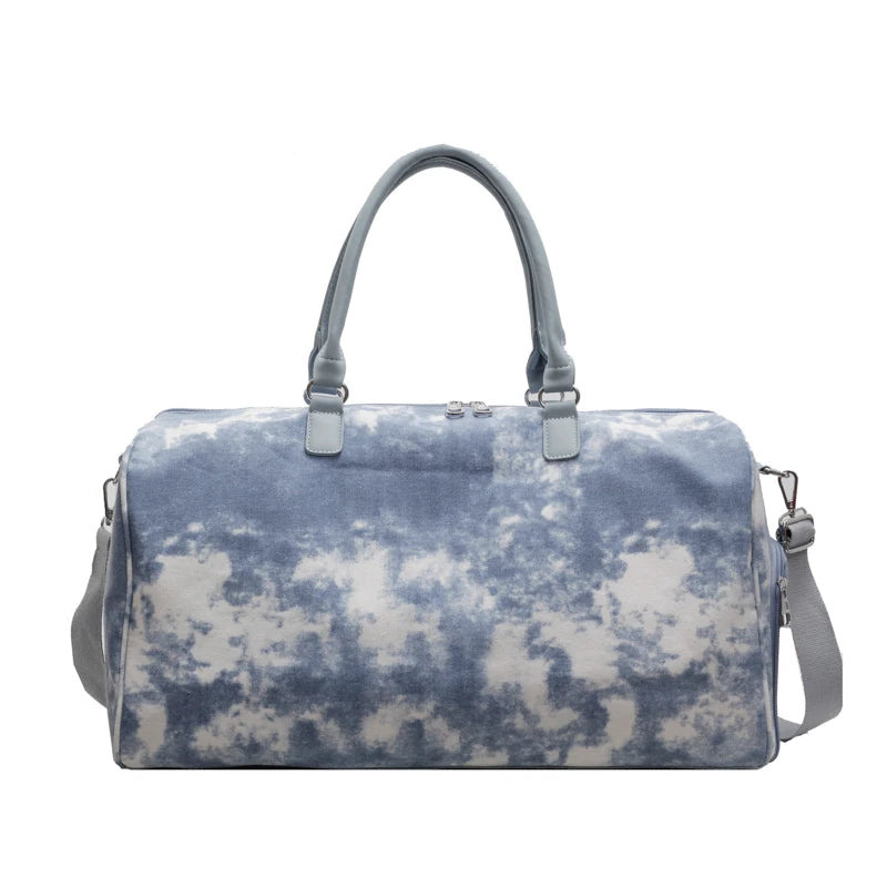 Fashion Canvas Tie-dye Women's Travel Bag Luxury Designer Boston Bag Large capacity shoulder crossbody bag with shoe compartment