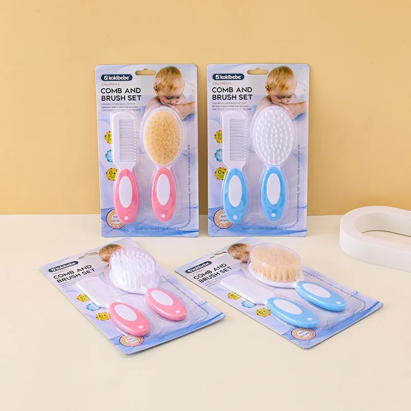 Baby Hair & Body Wash Brush Set-Soft Bristle Bath Scrubber,Gentle Hair Comb & Woolen Care Brush for Gentle Cleansing & Grooming