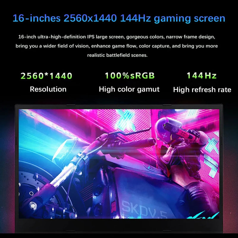 16.1 Inch Gaming Laptop Intel i9-12900H NVIDIA RTX 3060 6G 64GB DDR4 2TB SSD 144Hz RGB Keyboard WIFI 6 BT 5.2 Windows11