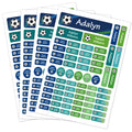 Custom Soccer Name Labels Personalized Waterproof Stickers for Bottles Lunch Boxes Notebooks Sports Gear 4 Shapes