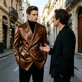 Men's Leather Blazer Slim Fit Faux Suit Jacket Formal - View 6 | SAMAG