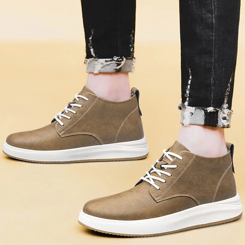 Men's genuine leather casual sports shoes new elevator shoes 8cm 6cm invisible height-enhancing shoes Men's elite sneakers
