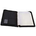 PU Leather Portfolio with Zipper 10 File Pockets 30 Sheets Notebook 4 Rings Binder A4 Document Organizer 10.1 Inch Tablet Cover