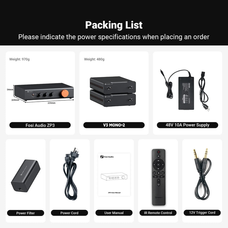 Fosi Audio ZP3 Preamplifier with 3-in/3-out XLR/RCA/SUB OUT HiFi Preamp with HPF High Pass Filter Tone Control