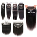 Straight 13x6 Lace Frontal Only 360 Lace Brazilian Virgin Human Hair 2x6 Lace Closure 4x4 5x5 Transparent Swiss Lace Closure