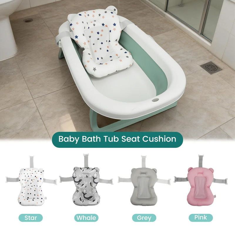 Baby Bath Support Seat Star Pattern Print 3D Breathable Mesh Soft Padded Pillow Non-Slip Infant Newborn Bath