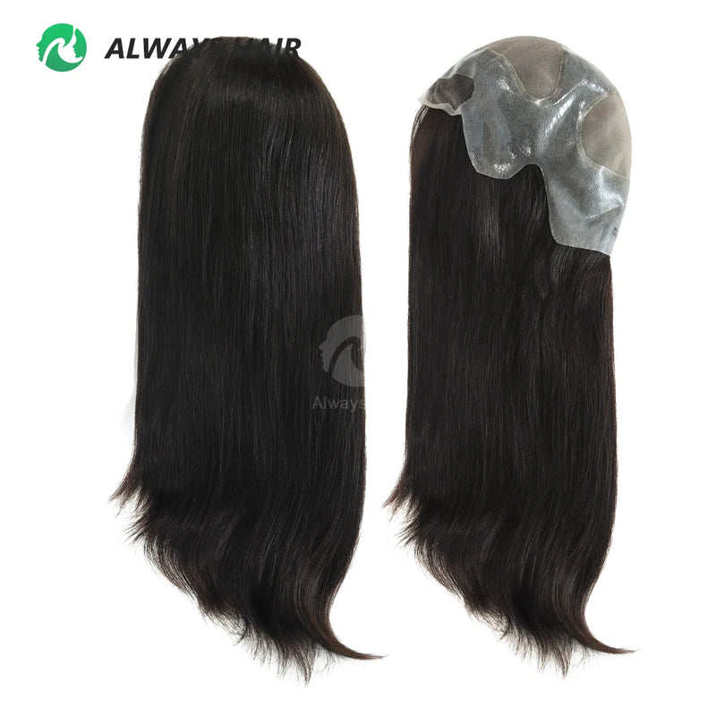 MW46 - 16" Lace Front Natural Hair Wig Chinese Human Hair Full Head Wigs for  Women