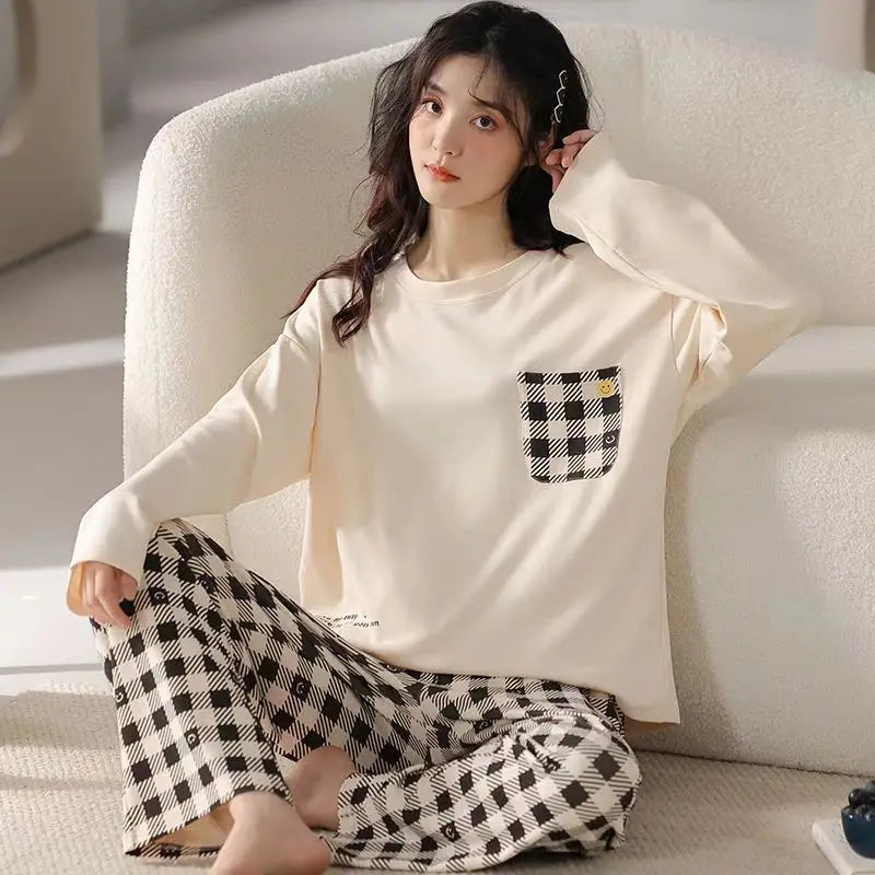 Spring and Autumn New Women's Pajamas Homewear Suit Girls | SAMAG