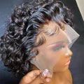 Pixie Cut Wig Transparent Lace Front Human Hair Wig Short Kinky Curly Bob Wigs Brazilian Water Wave Human Hair Wigs For Women