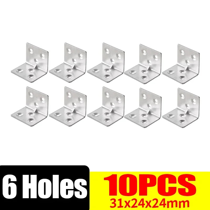 Universal Stainless Steel Corner Bracket 90 Degree L-shaped Right Angle Fixed Brace Fastener For Wood Furniture Bedframe Cabinet