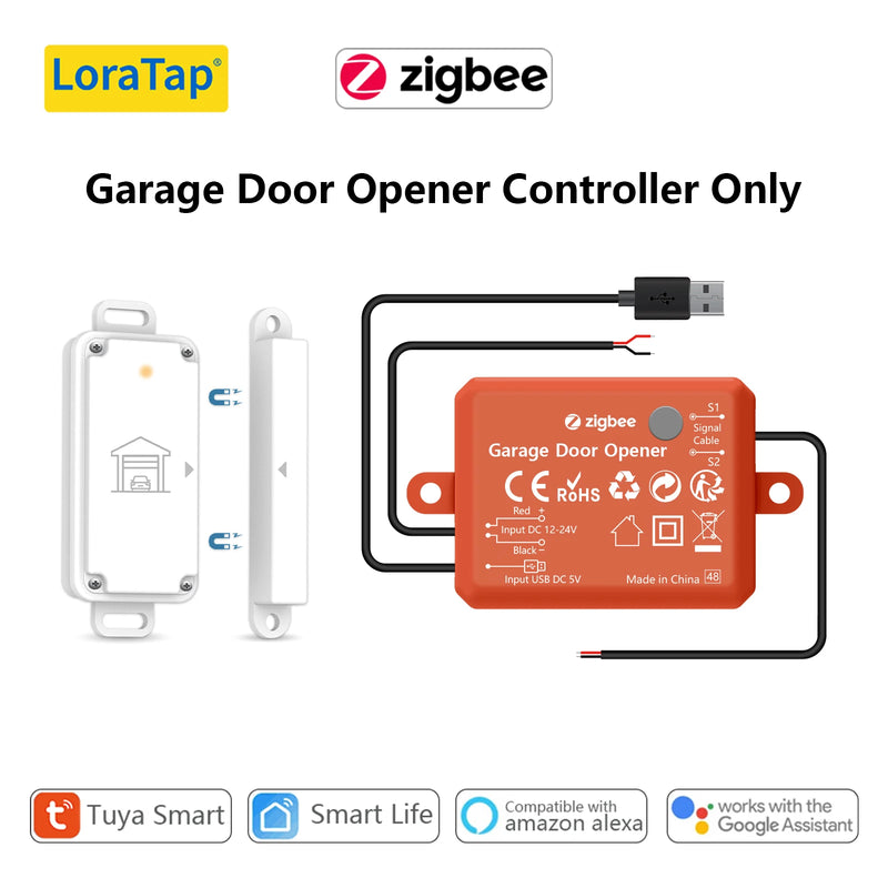 Tuya ZigBee 3.0 Garage Door Wireless Sensor Opener Controller Switch Control by Smart Life Works with Google Home Echo Alexa