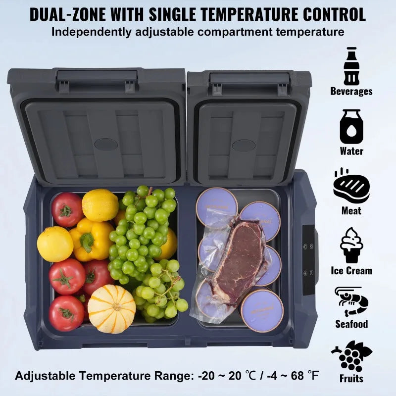 【Premium】Succebuy Car Refrigerator Dual Zone Port le Freezer Car Refrigerator Fridge Adjust le Range 12/24V DC and A Compressor
