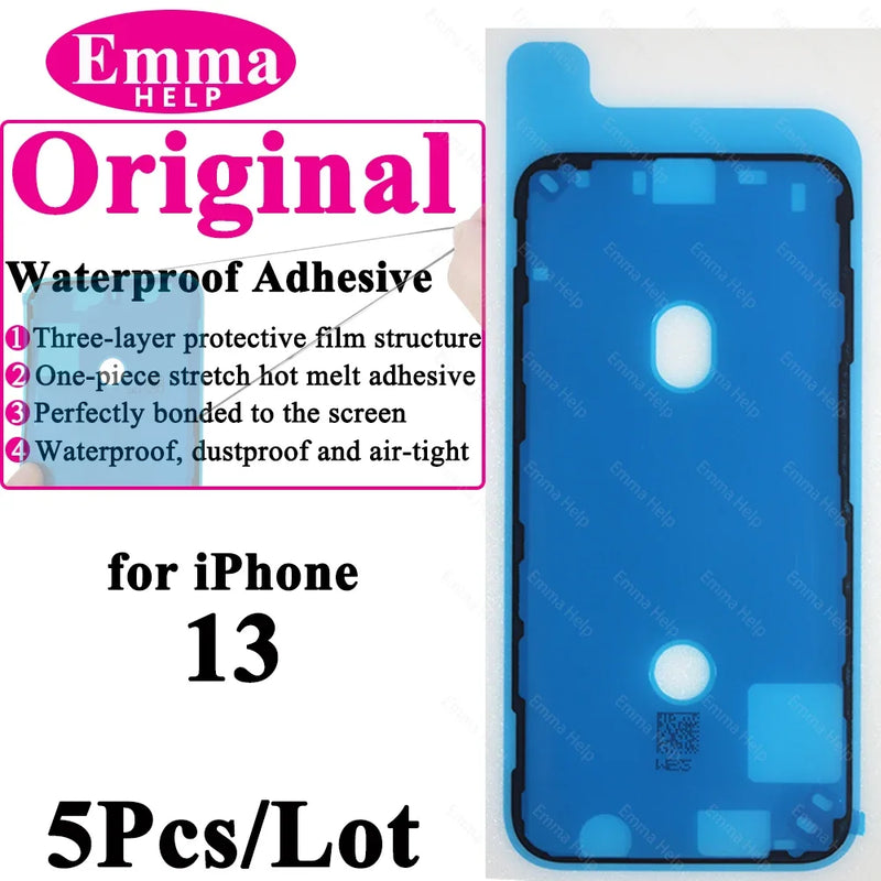 5Pcs Waterproof Sticker for iPhone 13 12 11 Pro Max 14Plus 3M Adhesive LCD Screen Frame Seal Repair Adhesive iphone Acccessories
