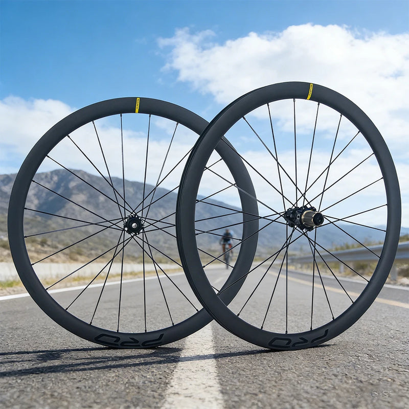 700C Road Disc Carbon Wheelset 32 37 46 50 60 75mm Tubeless Compatible Wheels Center Lock Or 6-blot Lock 6 Pawls 36T Ratchet