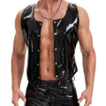 Wet Look PVC Sleeveless Tank Top Single Breasted Shiny PU Leather Motorcycle Punk Waistcoat S-7XL Weskit Tights Leather Jacket