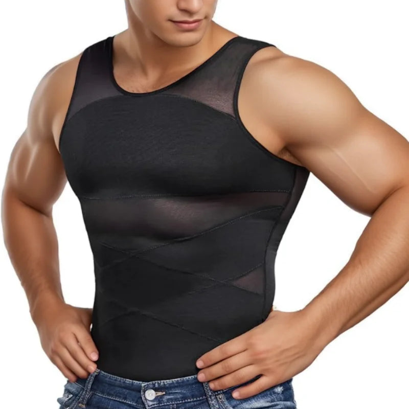 Men Compression Shirts for Men Shapewear Chest Abdomen Control Body Shaper Slimming Undershirt Workout Vest Tank Top