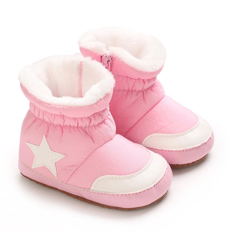 PINK Super Cute Winter Snow Baby Boots Cute Bear Warm Booties For Kids Soft Sole Infant Newborn Toddler Baby Girl Shoes