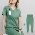 Woman Medical Scrubs Set, V-Neck Short Sleeve Nursing Uniforms With Multi-Pockets, Professional Workwear For Dental Clinic, Sp