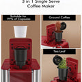 3-in-1 Single Serve Coffee Maker, Quick Brew for Coffee Pods, Ground Coffee, & Loose Tea, 6-12oz Cup Sizes, 50oz Removable W