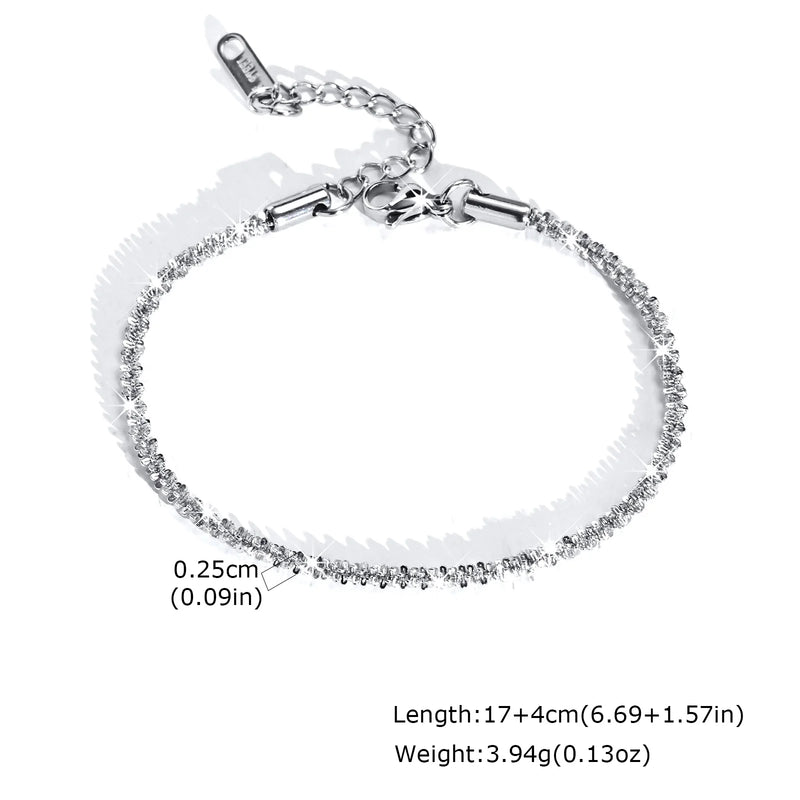 Goxygen Dainty Silver Color Stackable Bracelet Stainless Steel Beads Thin Chain for Women Men Jewelry Sets Gifts