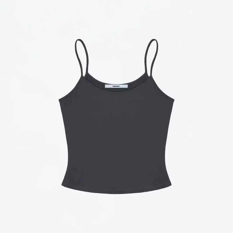 ANK Air Summer Top with Solid Color, Black and White Powder, Wide Shoulder Strap, I-Shaped Tank Top, Women's Sports, Daily Wear