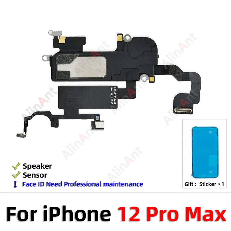 Waterproof Sticker + Flex For iPhone 11 Pro X Xr Xs Max 7 8 Plus Phone Top Proximity Sensor Ear Earpiece Speaker Flex Cable