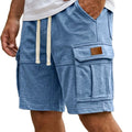 Men Solid Drawstring Multi Pocket Cargo Shorts Soft | SAMAG