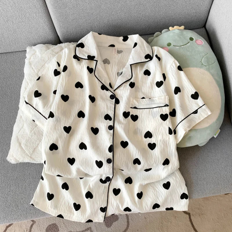 2 Summer Short-Sleeve Pajama Set for Women, Comfortable | SAMAG