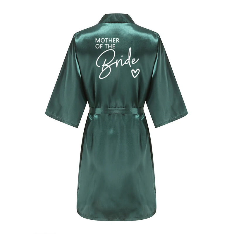Wedding Party Team Bride Robe Kimono Satin Pajamas Bridesmaid Bathrobe With White Letters YE8171