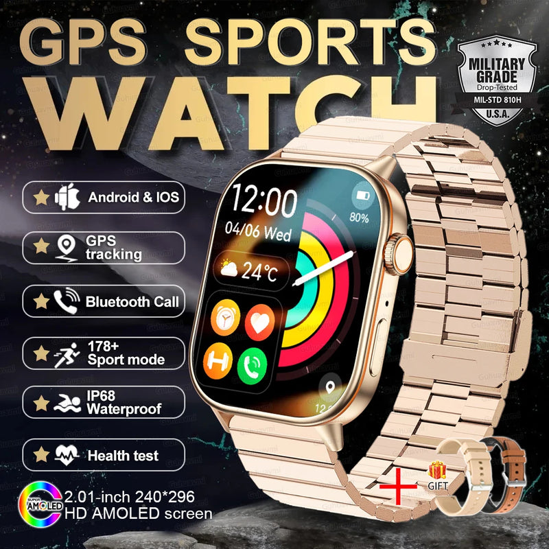New GPS Military Smart Watch Bulit-in GPS Compass Altimeter Barometric 10ATM IP69K Waterproof AMOLED BT Call Smartwatch