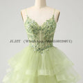 Customized Tiered Tulle A Line Homecoming Dress For Teens Sparkly Lace Applique Beaded Short Prom Dress Mini Cocktail Party Gown