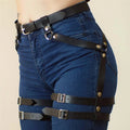 Studded Decor Harness Belt Leg Harness Suspenders Pu Leather Thigh Garter Harness for Women Harness Clothing Accessories