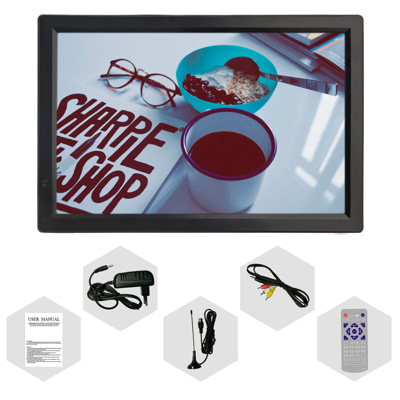14 Inch Portable Digital TV DVB-T2 ATSC ISDB-T Rechargeable LED Television for Car Camping Outdoor Travel Multimedia Player