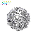 Juya 10 20Pcs/Lot 12mm Engrave Perles Hollow Antique Gold Silver Plated Metal Beads For DIY Women Men Beadwork Jewelry Making