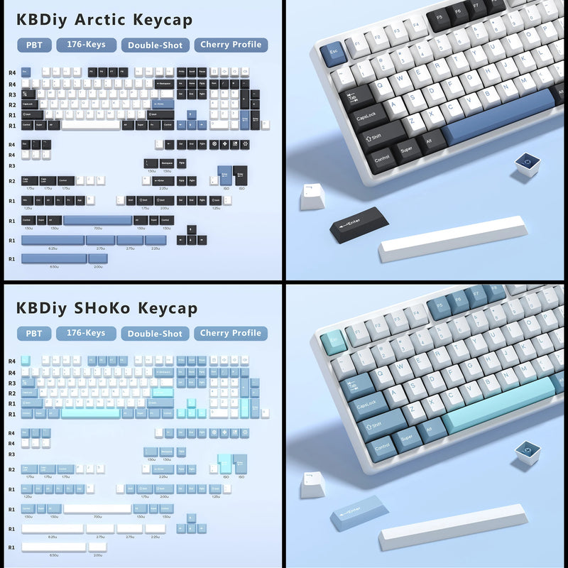 KBDiy GMK Blue Samurai Keycap Cherry Profile Double Shot PBT ISO Keycaps For Gamer Mechanical Keyboard Kit Gaming Point Key Cap