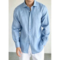 Men's Linen Shirt Cotton Blend Long Sleeve Button Down | SAMAG