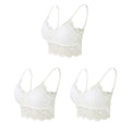 3PCS Women's Lace Bras Top Comfortable Bralette Solid Color Sexy Underwear Vest Female Hollow Out Wireless Lingerie Seamless Bra