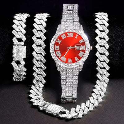 Men's Silver Watch Set Hip-hop Punk Inlay Diamond | SAMAG