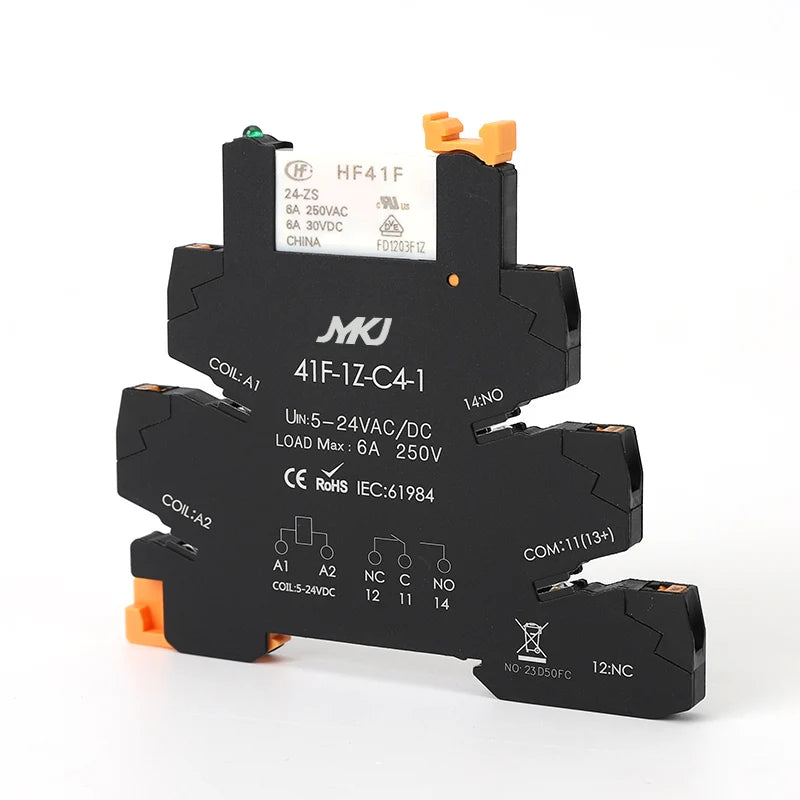 Din Rail Slim Relay Module 41F - 1Z - C4 - 1 Integrated PCB Mount Power With Holder 12V 24V ACDC 220V - Visuel 2 | SAMAG