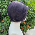 Dark Purple Cosplay Wigs Lace Front 8 Inch Short Bob Cut 13x4 Synthetic Lace Front Wigs for Men Women Heat Resistant Half Hand