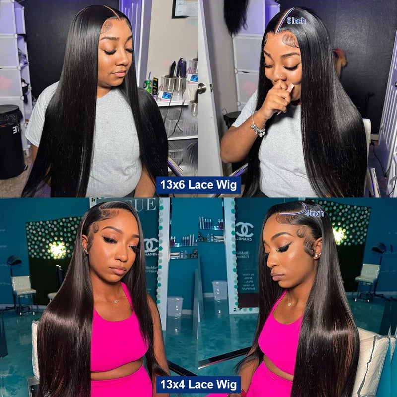 30 40 Inch Bone Straight Transparent 13x6 Lace Frontal Human Hair Wigs 250 Density Brazilian Remy 13x4 Lace Front Wig For Women
