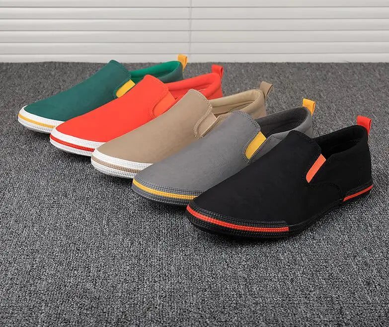 Men's Breathable Canvas Slip-On Casual Sneakers New Style Basic Pedaling Lazy Summer Loafers Comfortable Male Footwear