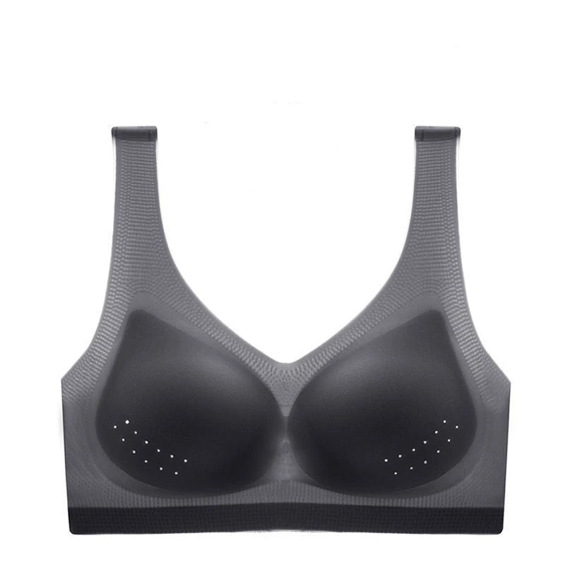 Women's Traceless Bra Thin Summer Cool Feel No Steel Rim Show Chest Sports Beauty Tank Top Small Chest Gathering Bra Underwear