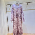 Horetong Muslim Abaya Robe Women Marble Print Chiffon V | SAMAG