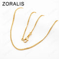 18K Gold 2MM Flat Necklace Chain for Women Men Fashion Wedding Party Jewelry Gift