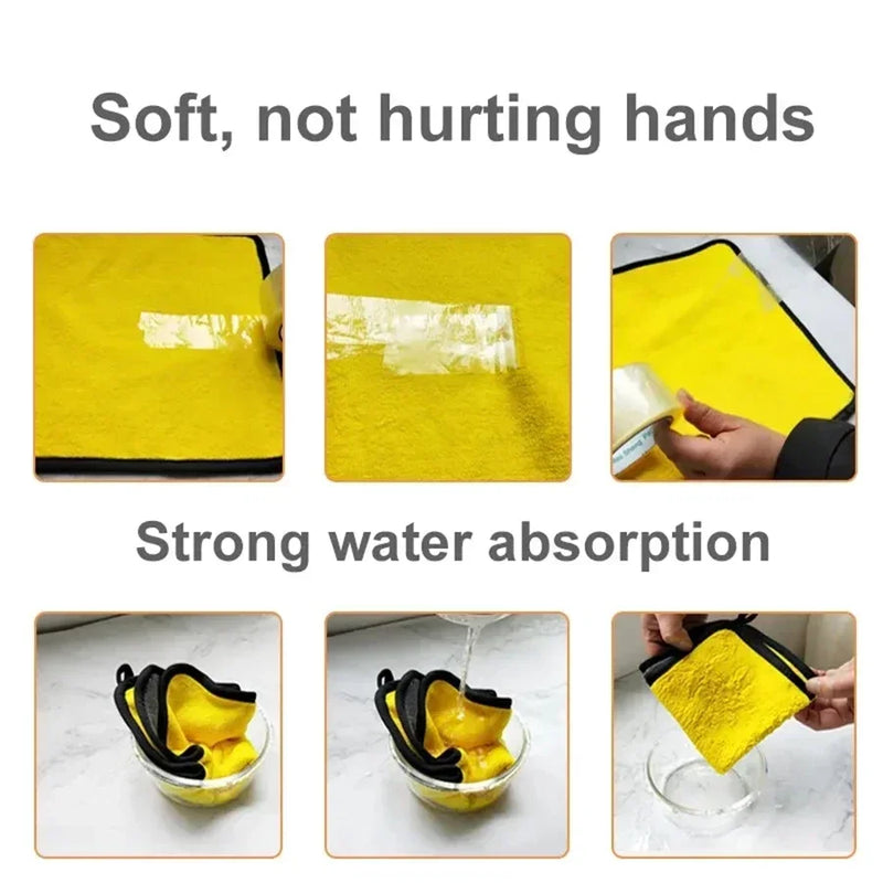 Double Layer Wash Cloth Microfiber Car Cleaning Towels 30X60cm 1/2/3/6/10pcs Soft Quick Drying for Windows Mirrors Wiping Rags